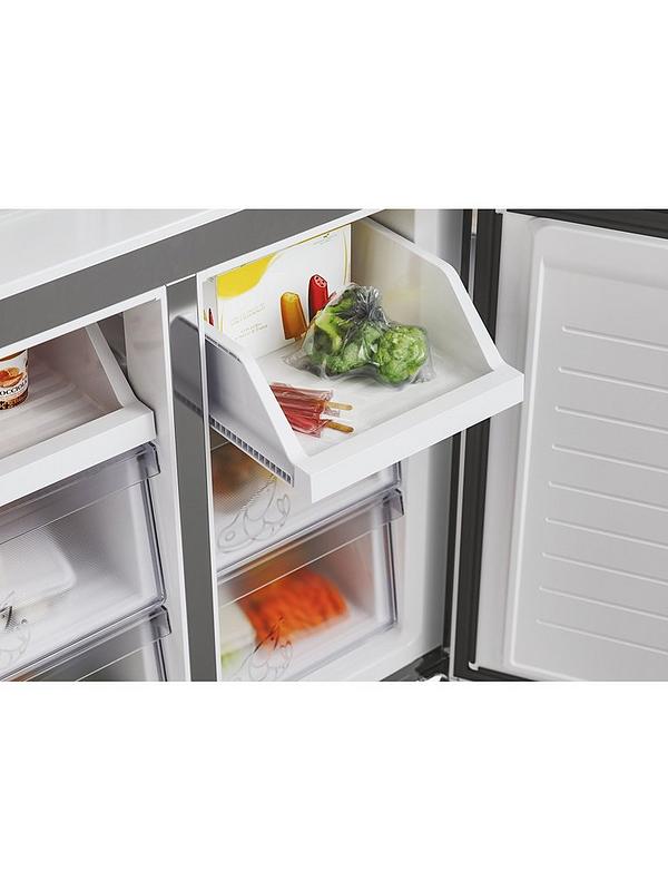 Hoover HHCR3818EWPL Non Plumbed Total No Frost American Fridge Freezer, E Rated - Inox - Image 4